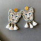 Pendientes de pantera blanca