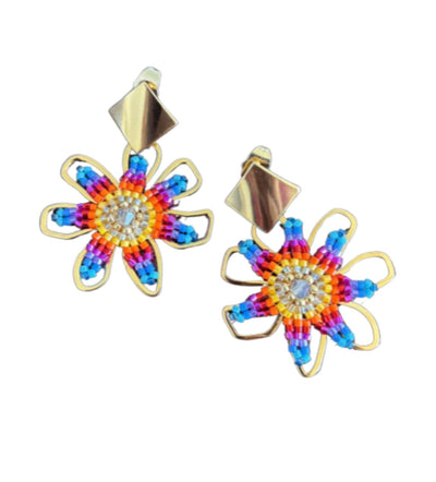 Rainbow flower earrings