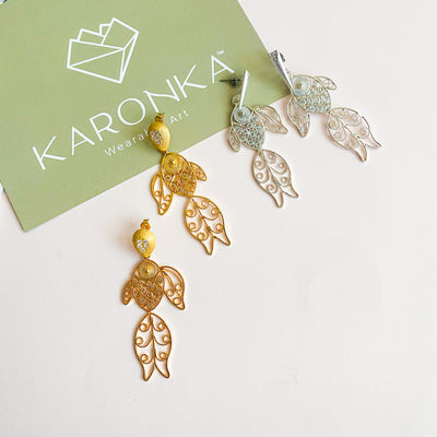Pendientes de plata con peces koi